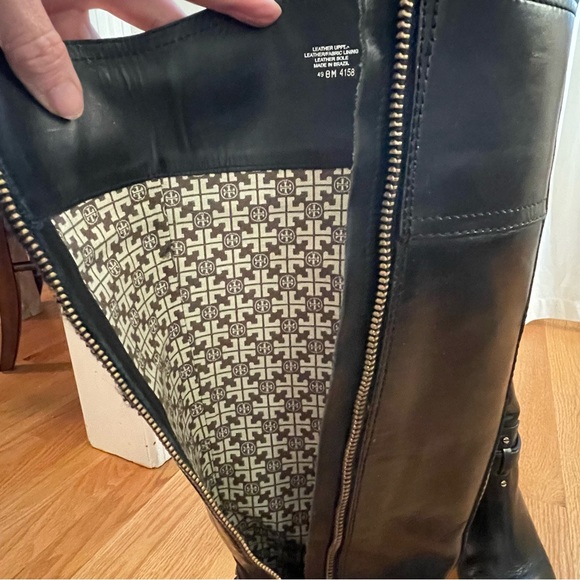 Tory Burch Blaire Tall Riding Boot Black Leather Size 8 - Picture 9 of 11